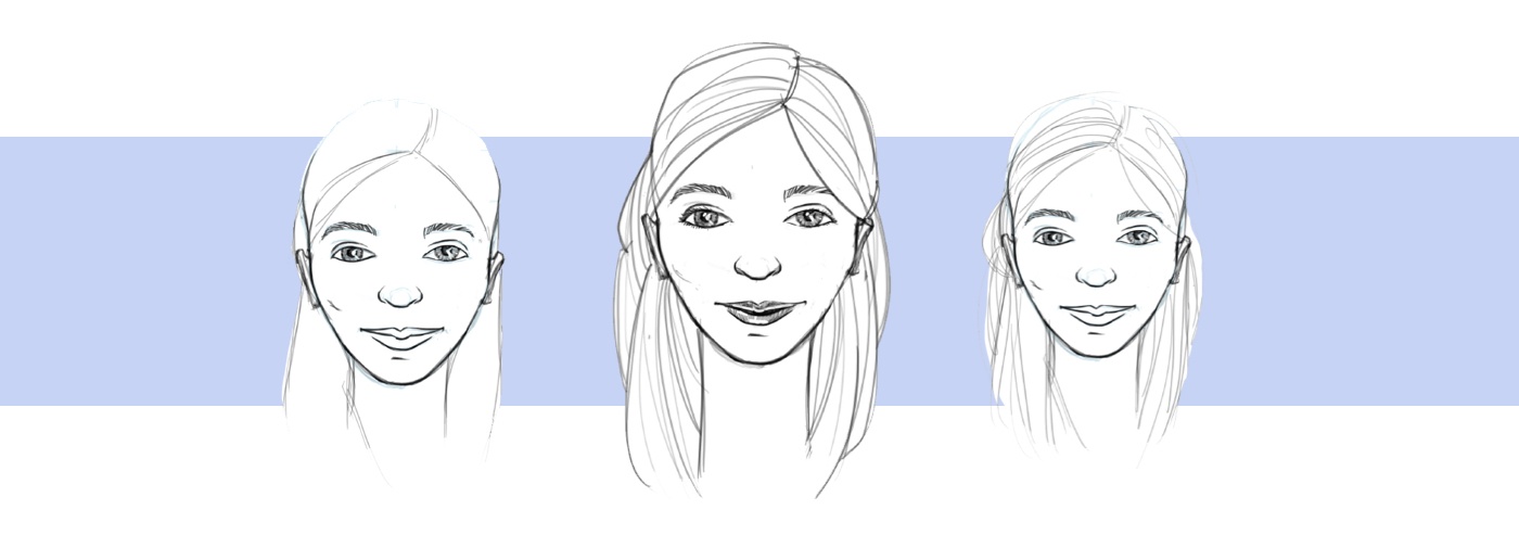 como desenhar rosto feminino de frente passo a passo  Desenho rosto  feminino, Desenhos de rostos, Desenho de cabelo feminino