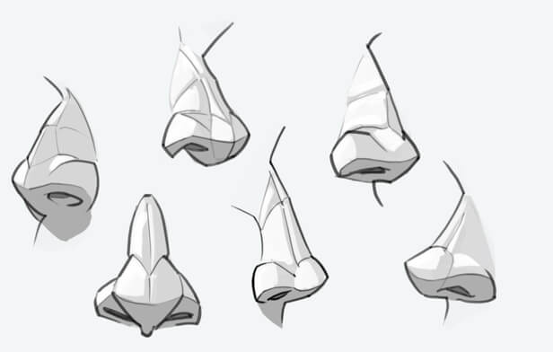 realistic nose drawing steps