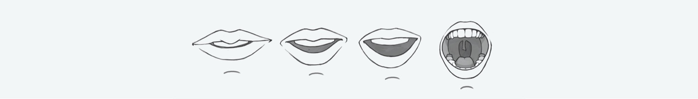 how to draw a open mouth step by step